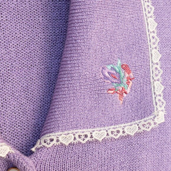 Southern Lady Lavender Cardigan with Embroidered Details - Picture 5 of 6